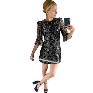 NWT The Vampire's Wife x H&M Mystique Dress Black Silver Floral Lace